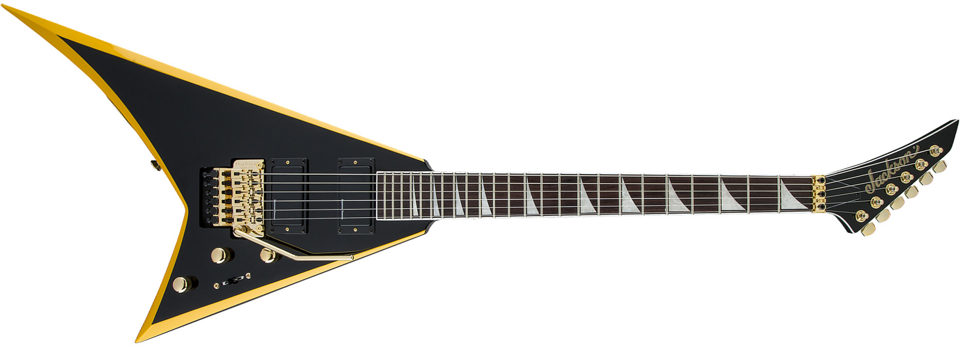 Jackson Rhoads Rrx24 2h Seymour Duncan Fr Lau - Black With Yellow Bevels - Guitare Électrique MÉtal - Main picture