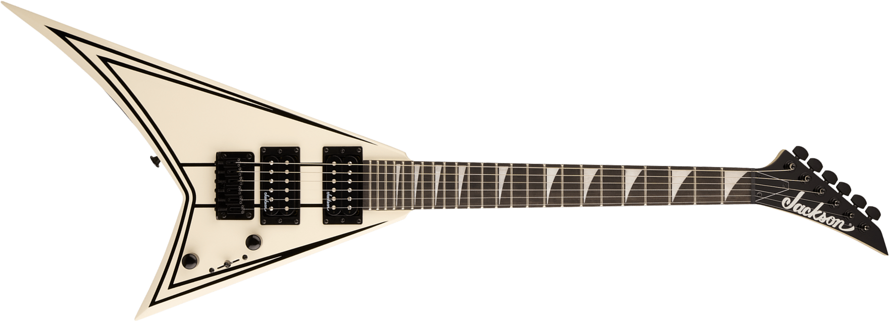 Jackson Rr Minion Js1xm Rhoads Shsc 2h Ht Ama - Snow White W/ Black Pin Stripes - Guitare Électrique Enfant - Main picture