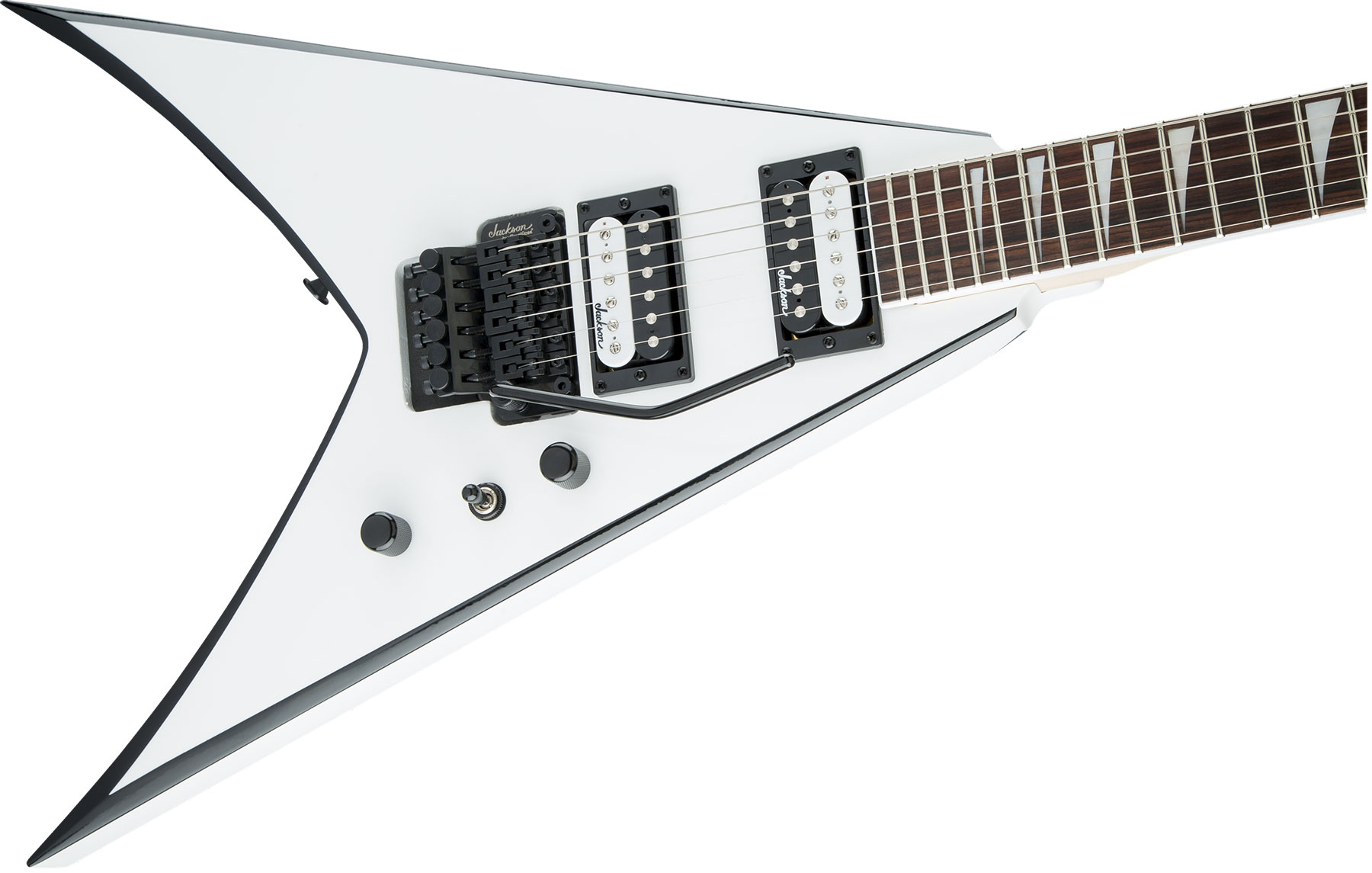 Jackson King V Js32 2h Fr Ama - White Black Bevels - Guitare Électrique MÉtal - Variation 2