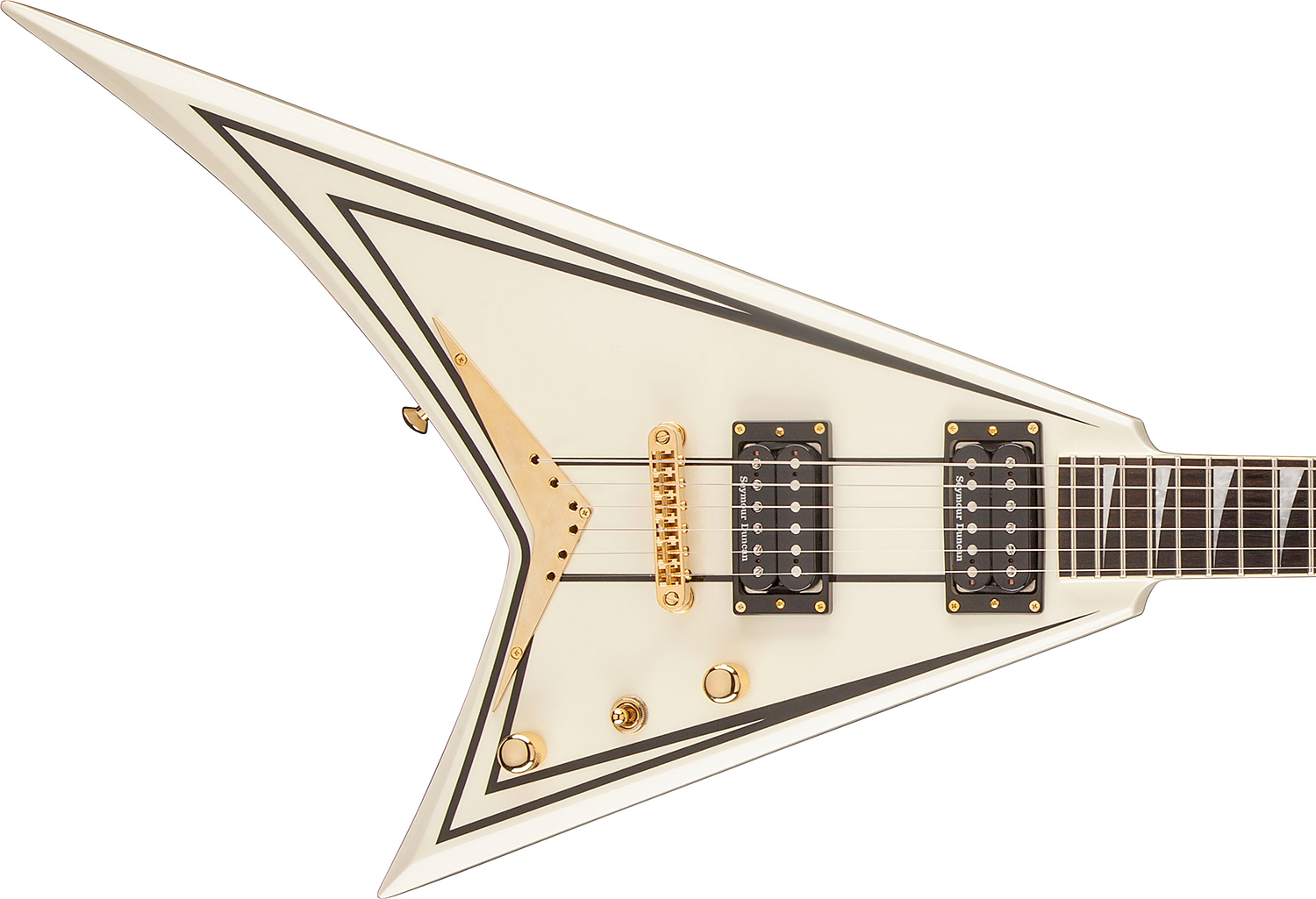 Jackson Rhoads Rrt-3 Pro 2h Seymour Duncan Ht Eb - Ivory With Black Pinstripes - Guitare Électrique MÉtal - Variation 2