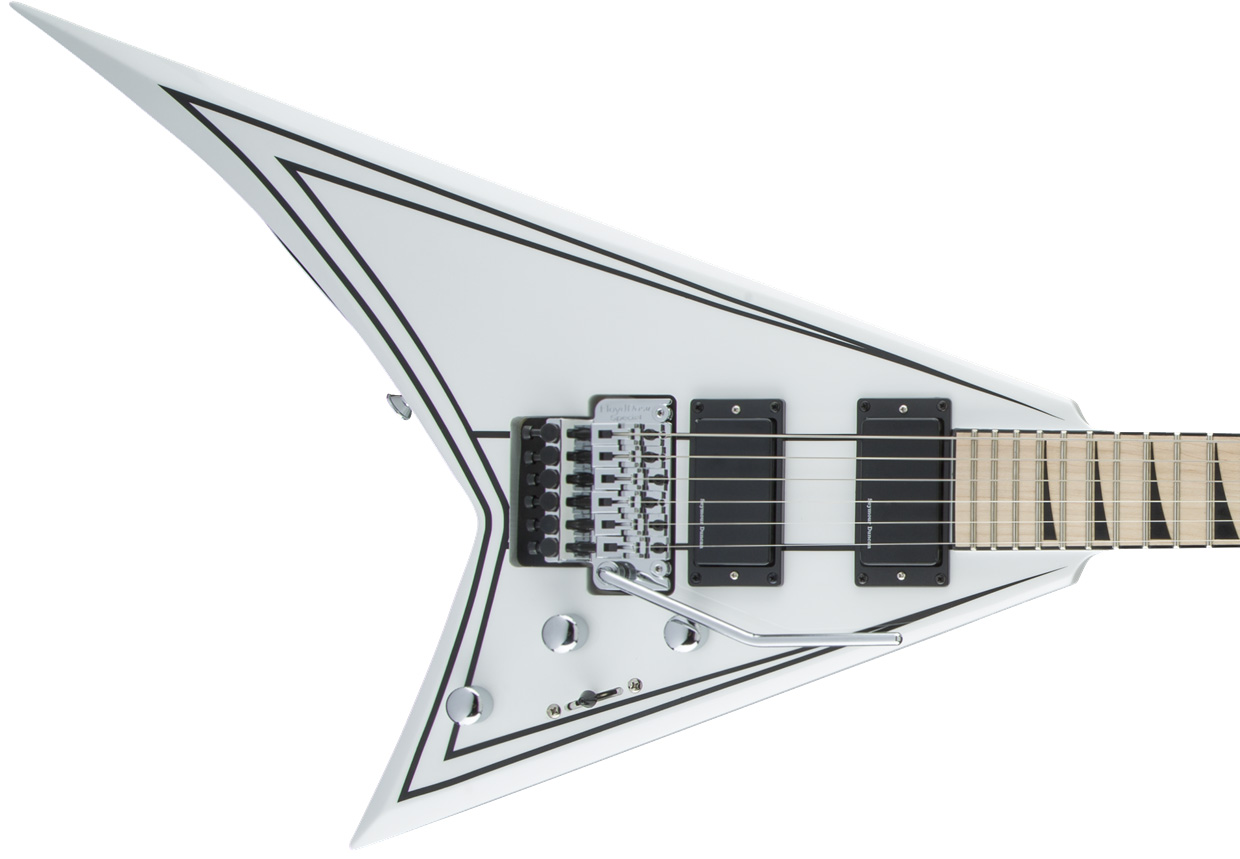 Jackson Rhoads Rrx24m 2h Seymour Duncan Fr Mn - White With Black Pinstripes - Guitare Électrique MÉtal - Variation 2