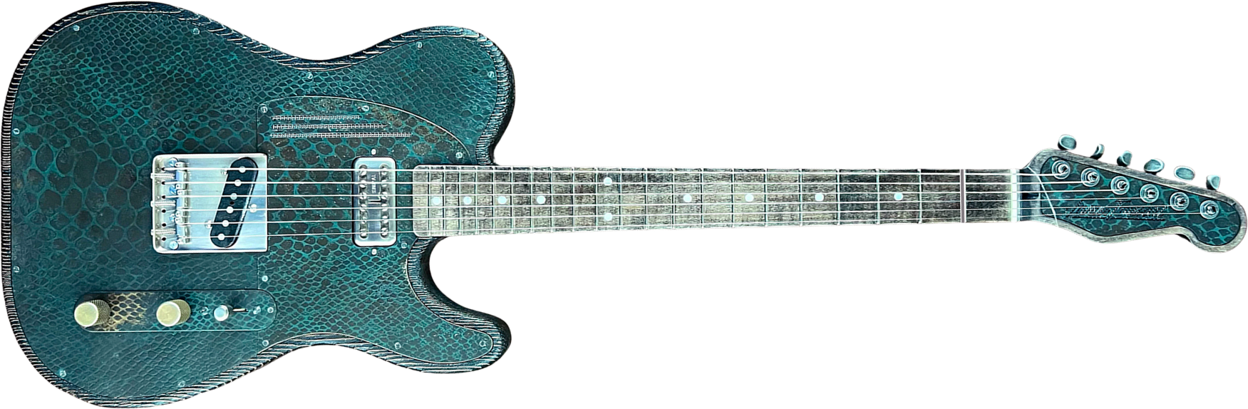James Trussart Steeltopcaster Sh Ht Mn #12204 - Rusty Engraved Snake Skin - Guitare Électrique Forme Tel - Main picture