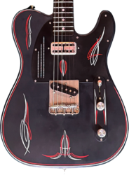 Guitare électrique 1/2 caisse James trussart Steelcaster #25085 - Satin Black Pinstripe
