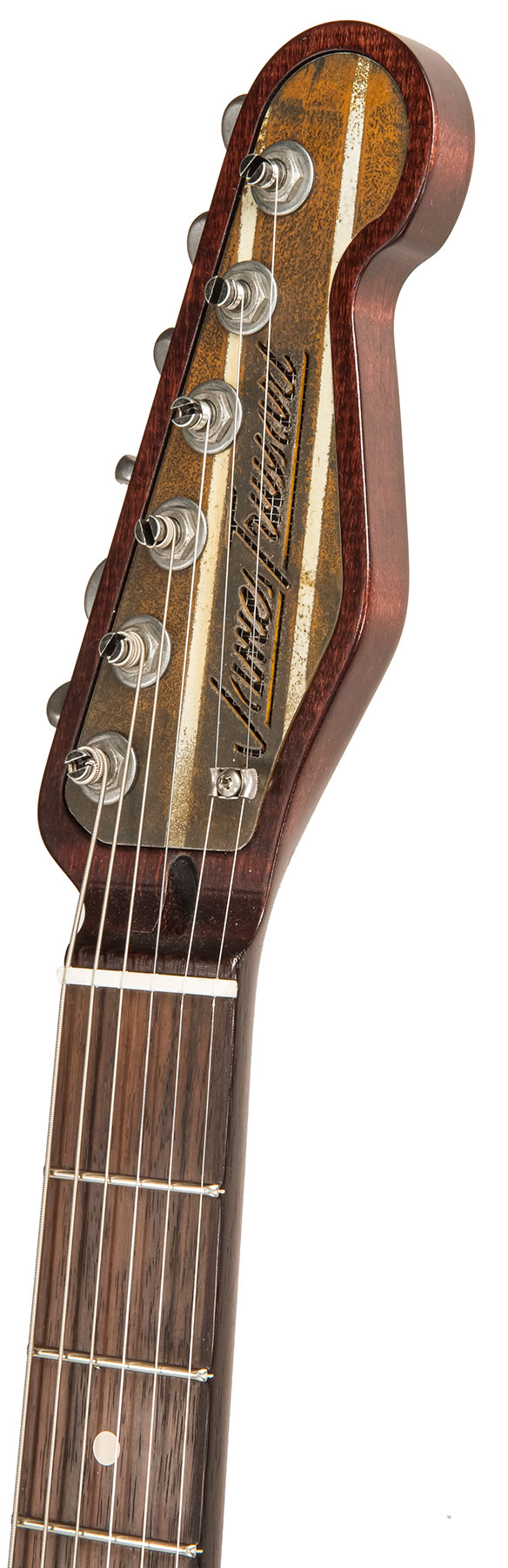 James Trussart Steelcaster Deluxe Perf. Back 2s Pf #20033 - Rust O Matic Cream Racing Stripes - Guitare Électrique Forme Tel - Variation 4