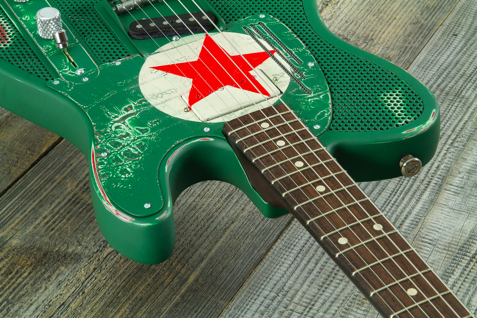 James Trussart Steelcaster Sh Ht Rw #26052 - Red Star Holey Gator Pickguard - Guitare Électrique 1/2 Caisse - Variation 5