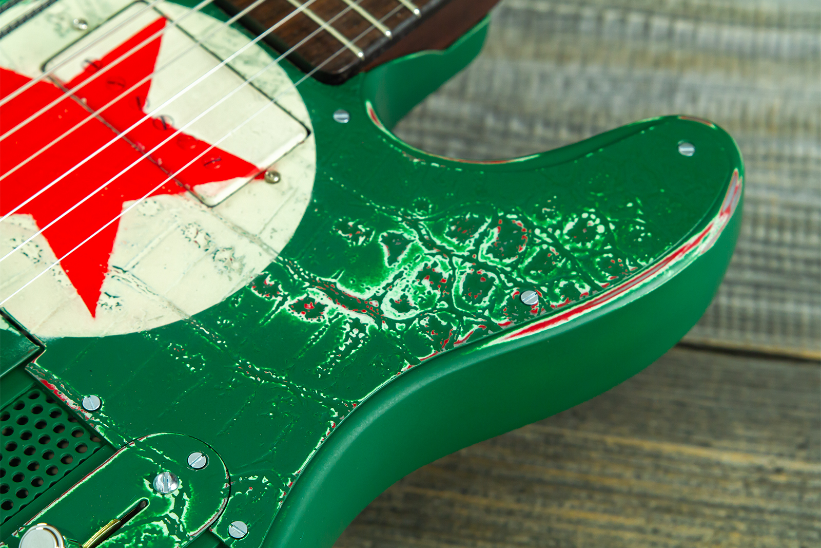 James Trussart Steelcaster Sh Ht Rw #26052 - Red Star Holey Gator Pickguard - Guitare Électrique 1/2 Caisse - Variation 8
