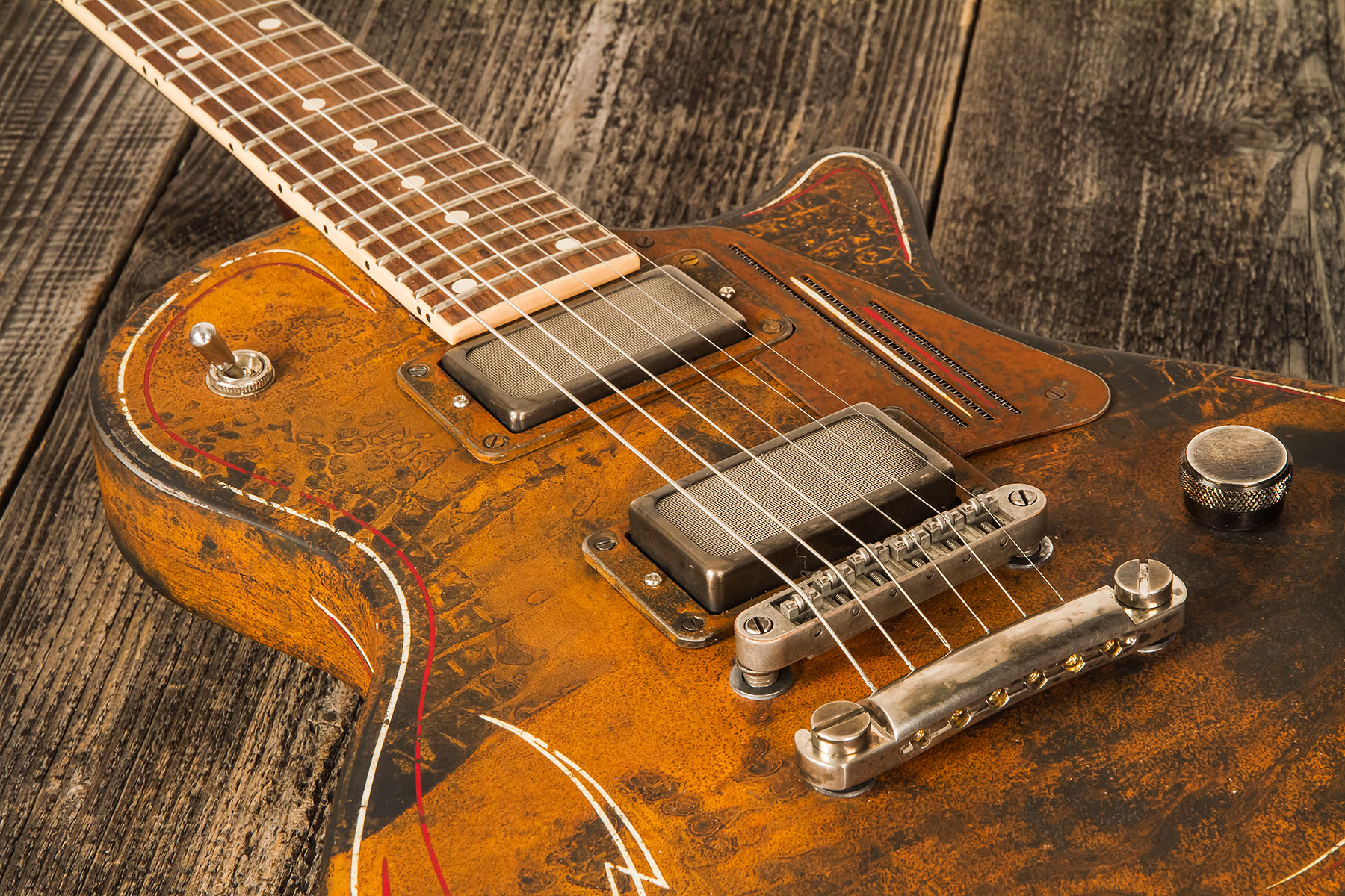 James Trussart Steeldeville Perf.back 2h Ht Rw #21171 - Rust O Matic Pinstriped - Guitare Électrique Single Cut - Variation 3