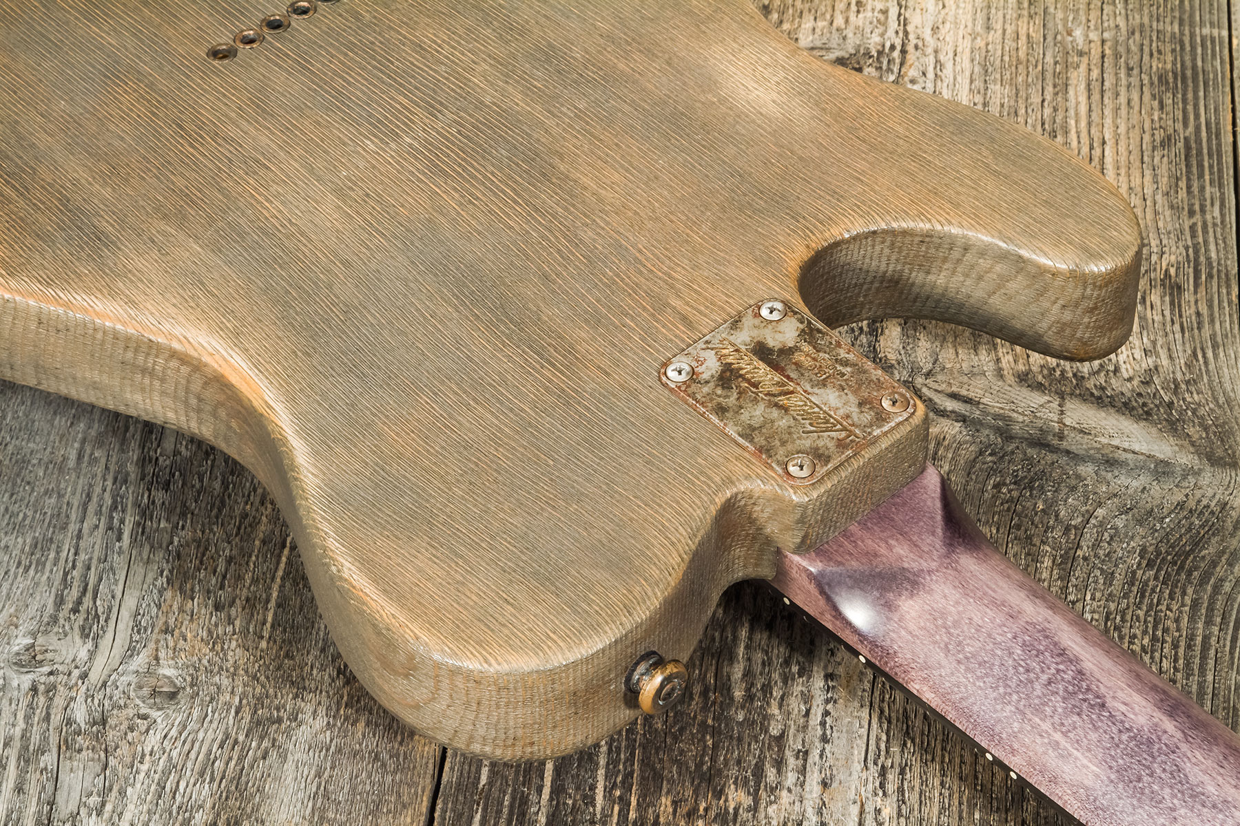 James Trussart Steelguard Caster Sugar Pine Sh Eb #18035 - Rust O Matic Gator Grey Driftwood - Guitare Électrique Forme Tel - Variation 6