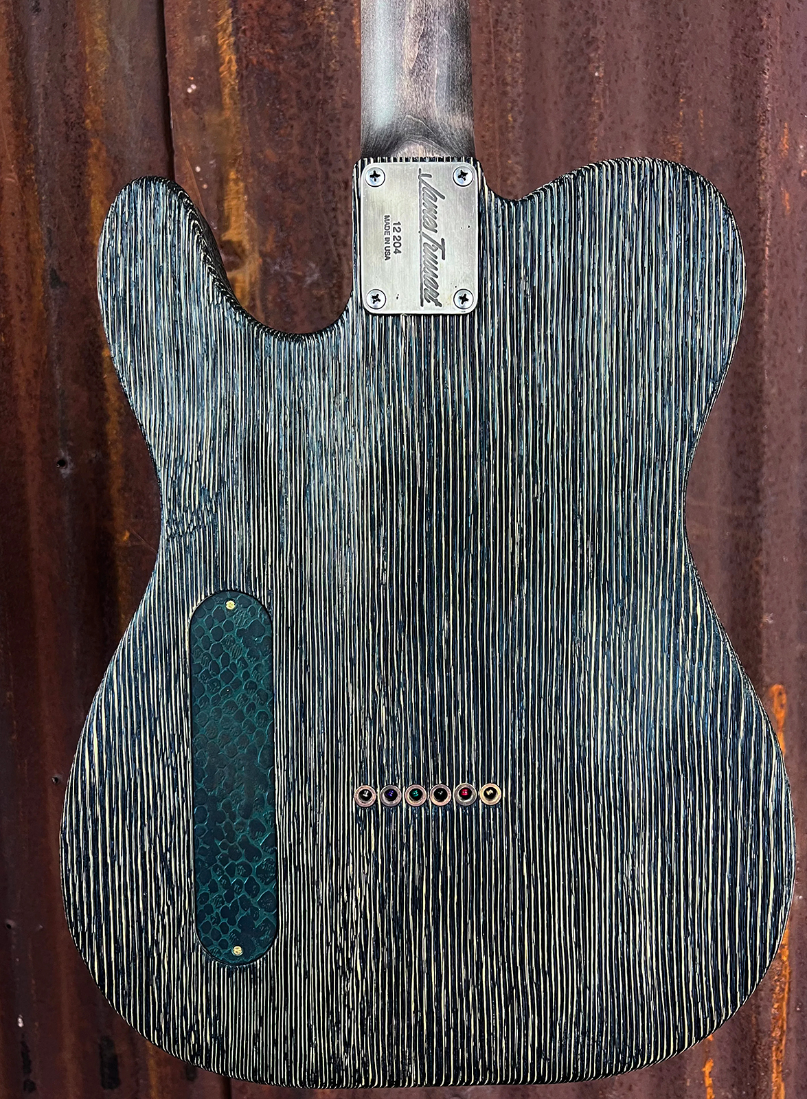James Trussart Steeltopcaster Sh Ht Mn #12204 - Rusty Engraved Snake Skin - Guitare Électrique Forme Tel - Variation 4