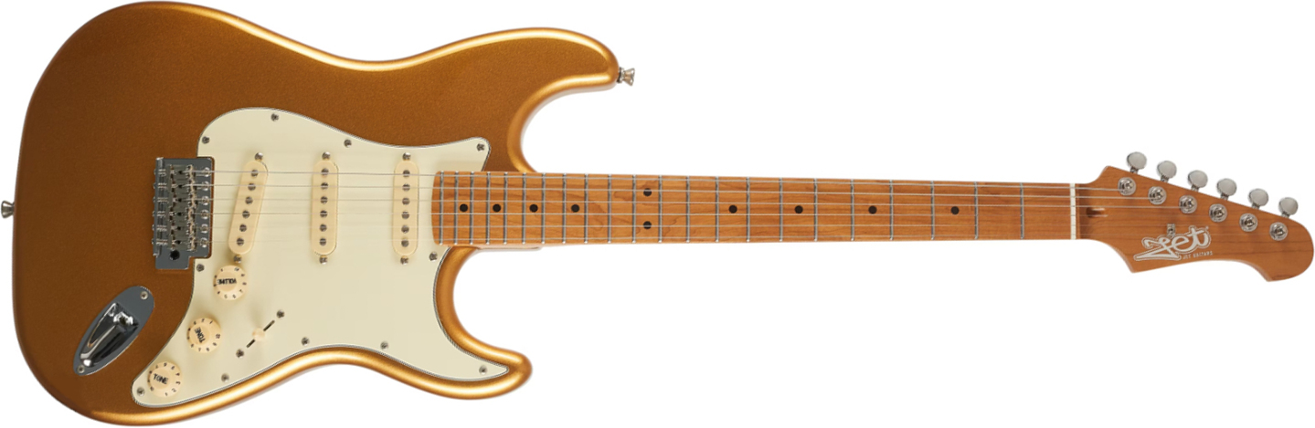 Jet Guitars Js300 Gd 3s Trem Mn - Gold - Guitare Électrique Forme Str - Main picture