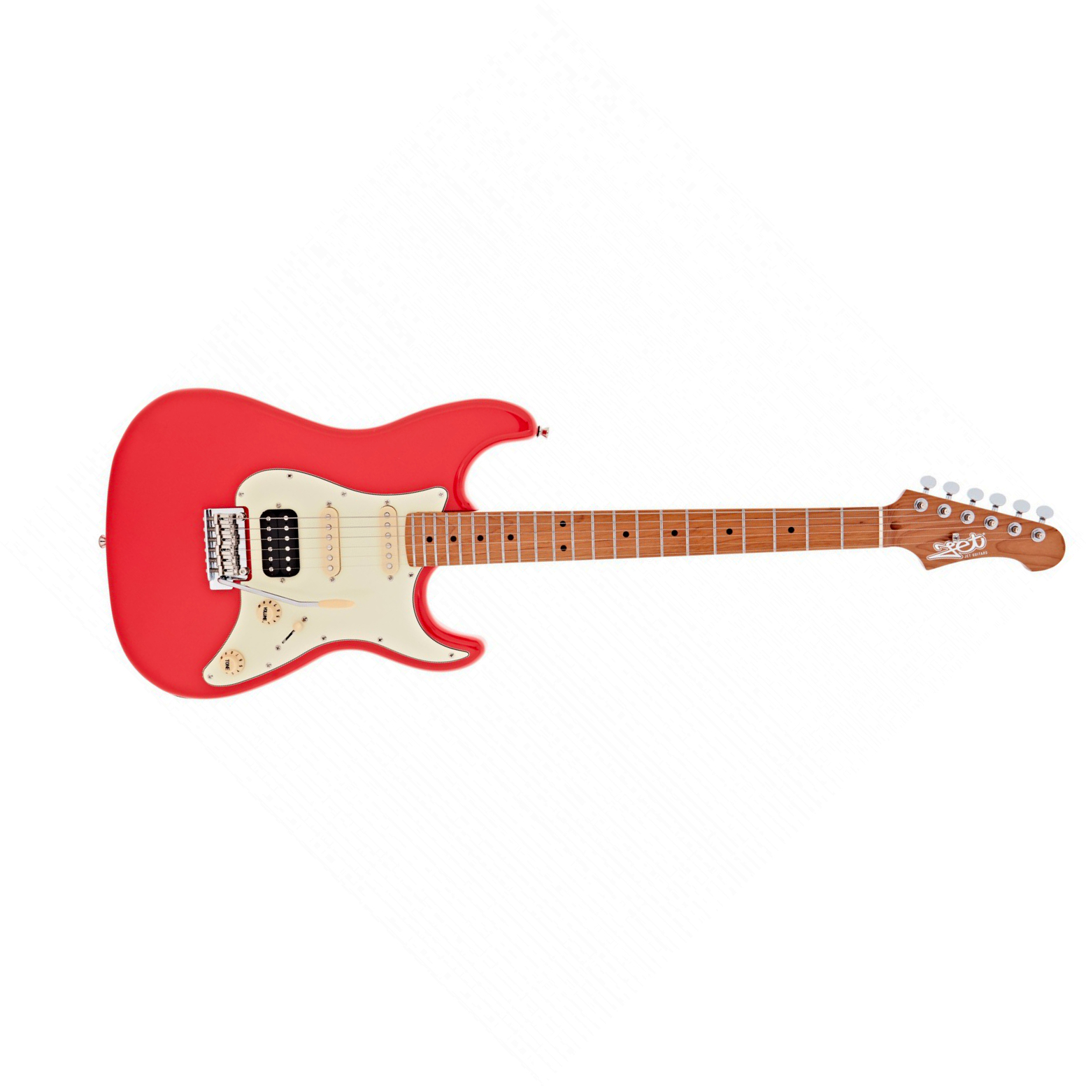 Jet Guitars Js400 Crd Hss Trem Mn - Coral Red - Guitare Électrique Forme Str - Main picture