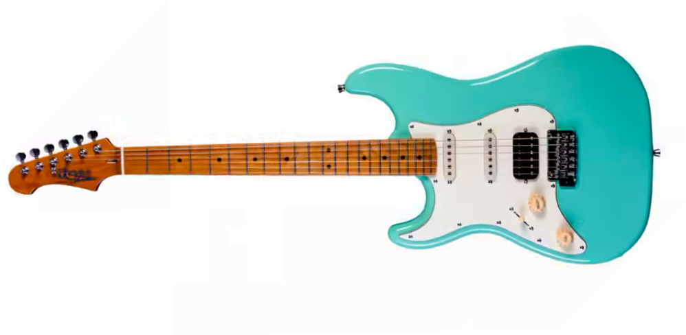 Jet Guitars Js400 Sg Lh Gaucher Hss Trem Mn - Sea Foam Green - Guitare Électrique Forme Str - Main picture