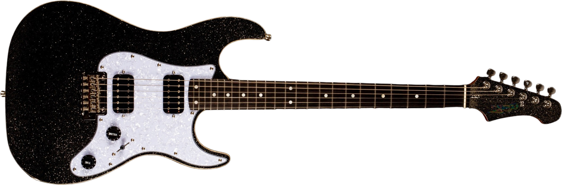 Jet Guitars Js500 Bls 2h Trem Eb - Black Sparkle - Guitare Électrique Forme Str - Main picture