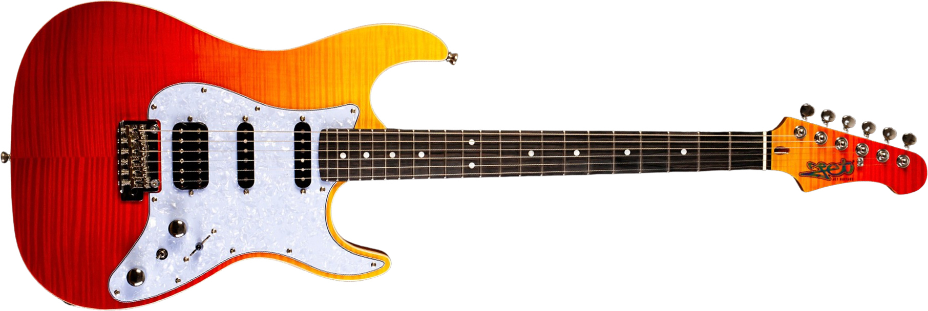 Jet Guitars Js600 Trs Trem Hss Mn - Transparent Red - Guitare Électrique Forme Str - Main picture
