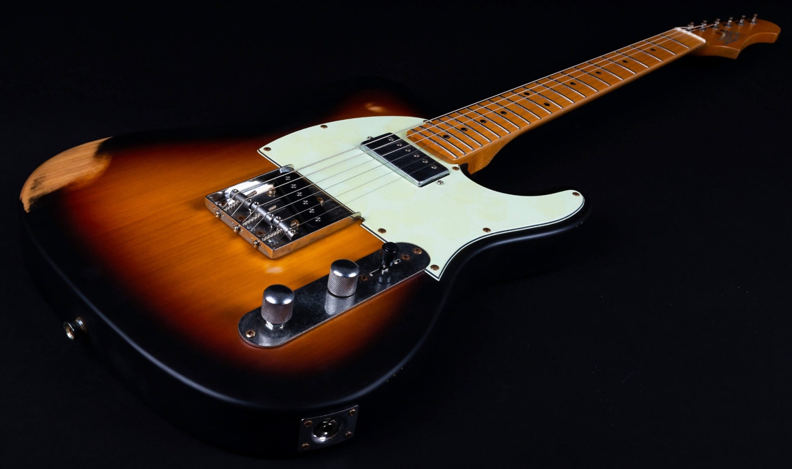 Jet Guitars Jt350 Rlc Sh Ht Mn - Sunburst Distressed - Guitare Électrique Forme Tel - Variation 2