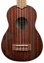 Ukulélé Kala KA-15S-H2 Mahogany Soprano - Natural hawaiian islands & tattoo