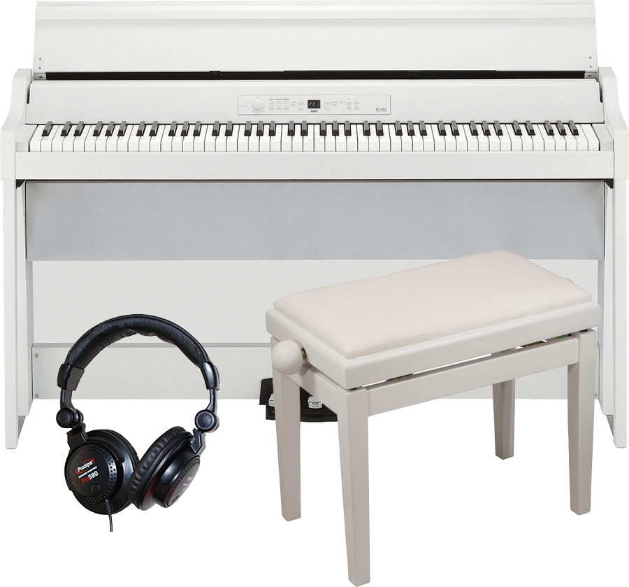 Korg G1b Air Wh +  X-tone Xb6162 Blanche + Casque Pro580 - Piano NumÉrique Meuble - Main picture