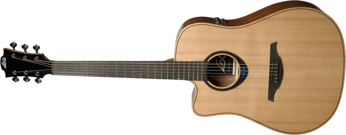 Lag Bluewave 2 Dreadnought Gaucher Cutawaysmart Guitar - Naturel - Guitare Electro Acoustique - Main picture