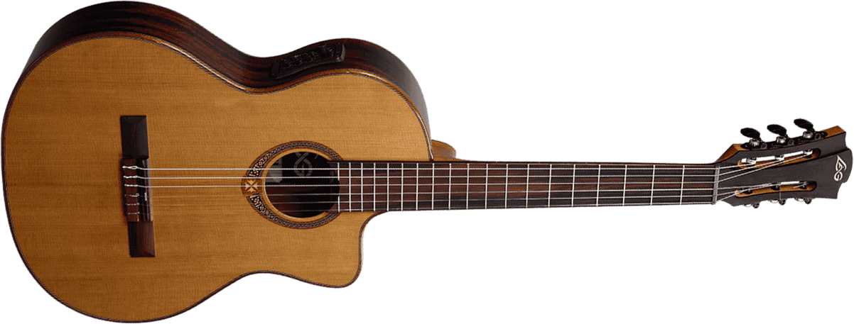 Lag Occitania Oc118ce 4/4 Cw Cedre Khaya Rw - Naturel Brillant - Guitare Classique Format 4/4 - Main picture