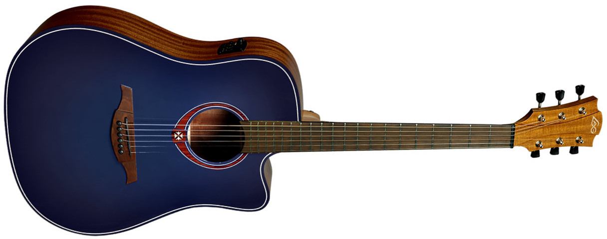 Lag T-blue-dce Tramontane Dreadnought Cw Cedre Acajou Bkbr - Blue Burst - Guitare Electro Acoustique - Main picture