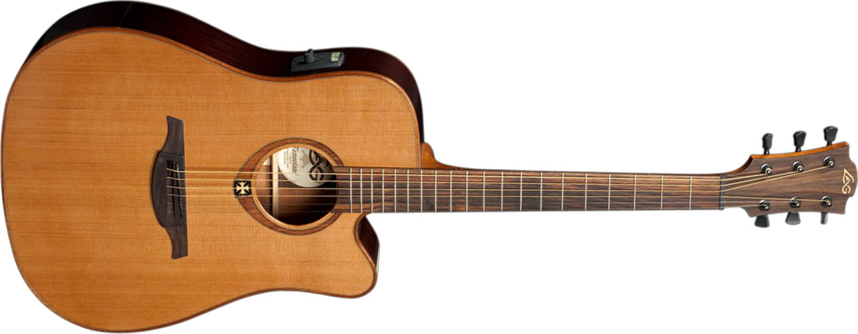 Lag T100dce Tramontane Dreadnought Cw Cedre Acajou Rw - Natural Gloss - Guitare Acoustique - Main picture