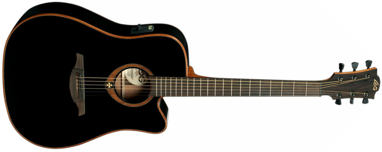 Lag T100dce Tramontane Dreadnought - Ope - Black - Guitare Acoustique - Main picture