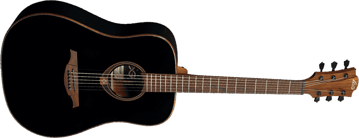 Lag T118d Tramontane Dreadnought Cedre Khaya - Black - Guitare Acoustique - Main picture