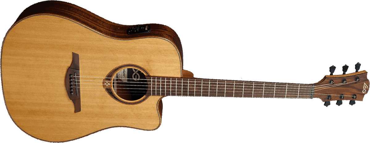 Lag T118dce Tramontane Dreadnought Cw Electro Cedre Khaya - Naturel - Guitare Electro Acoustique - Main picture