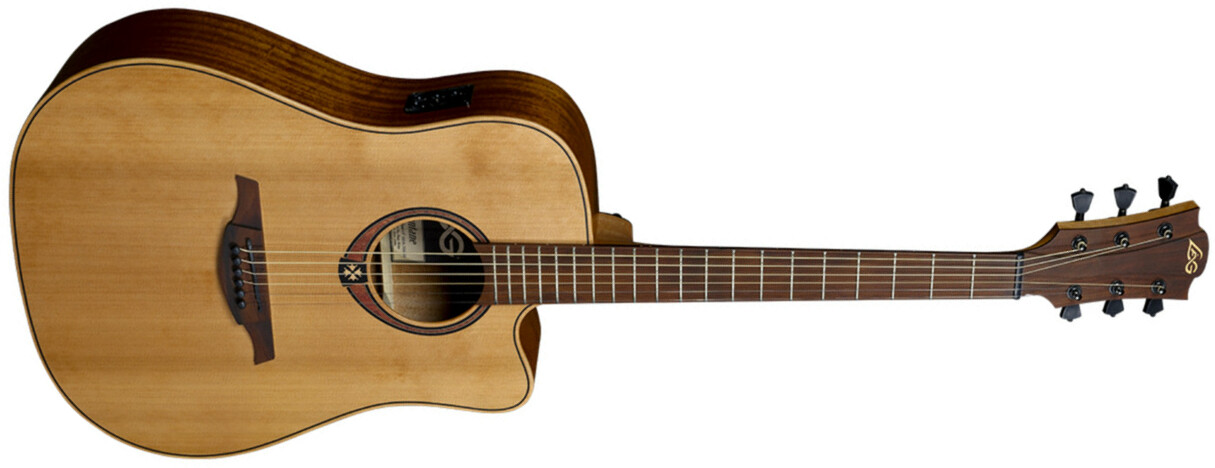 Lag T170dce Tramontane Dreadnought Cw Cedre Khaya Bro - Naturel - Guitare Electro Acoustique - Main picture