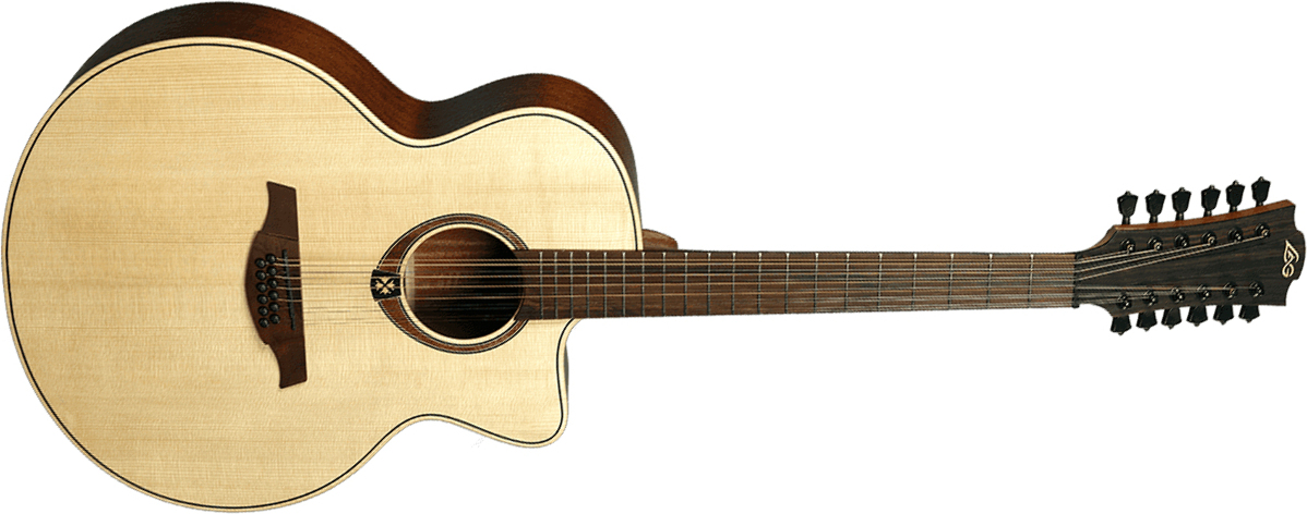 Lag T177j12ce Tramontane Jumbo Cw 12-cordes Epicea Khaya Bro - Naturel - Guitare Folk - Main picture