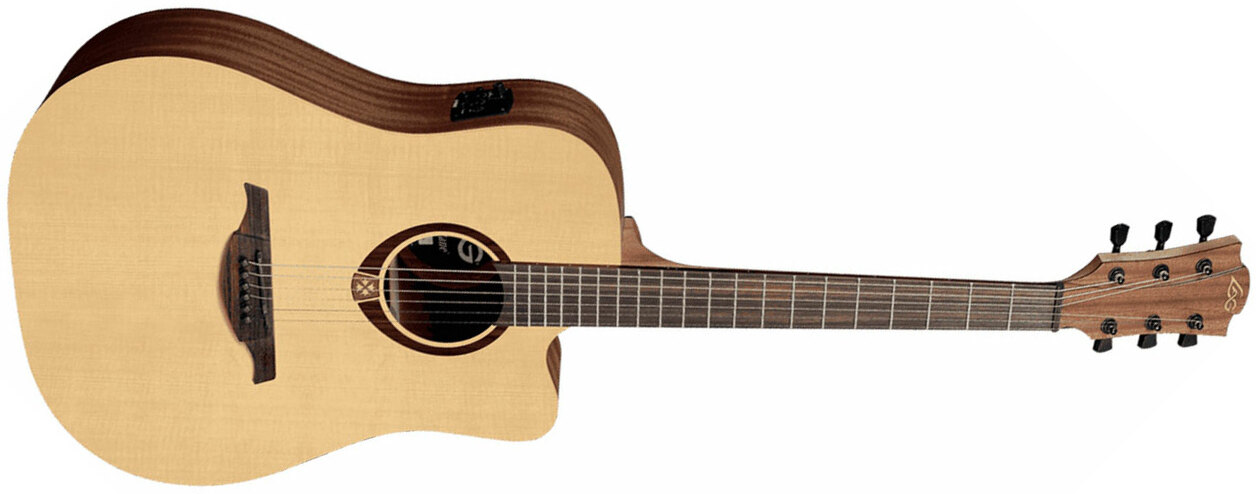 Lag T70dce Tramontane Dreadnought Cw Epicea Sapele Bro - Naturel Satin - Guitare Electro Acoustique - Main picture