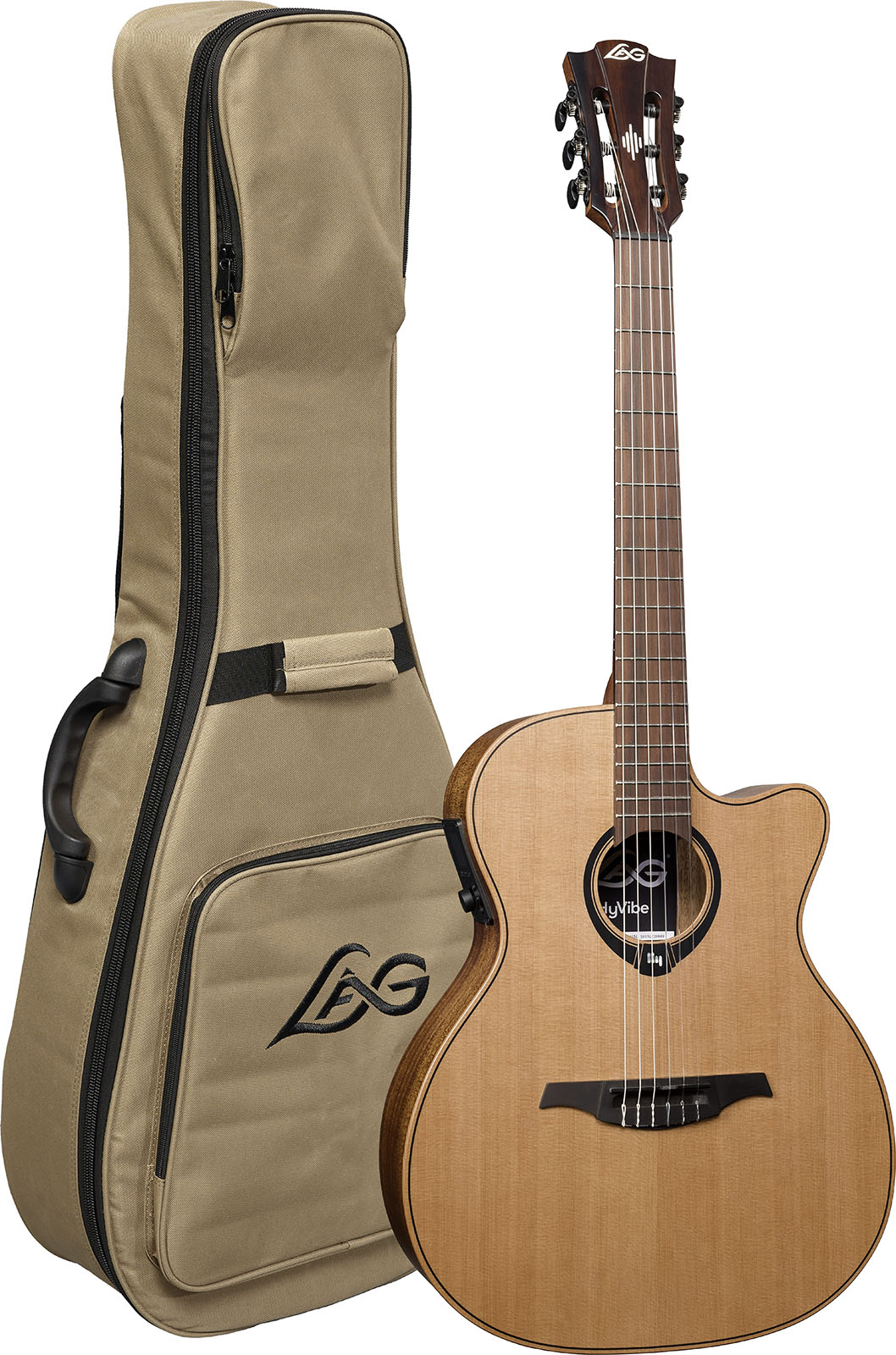 Lag Hv10-n-ace Hyvibe H2 Auditorium Cw Cedre Khaya Brbr - Natural - Guitare Classique Format 4/4 - Variation 6