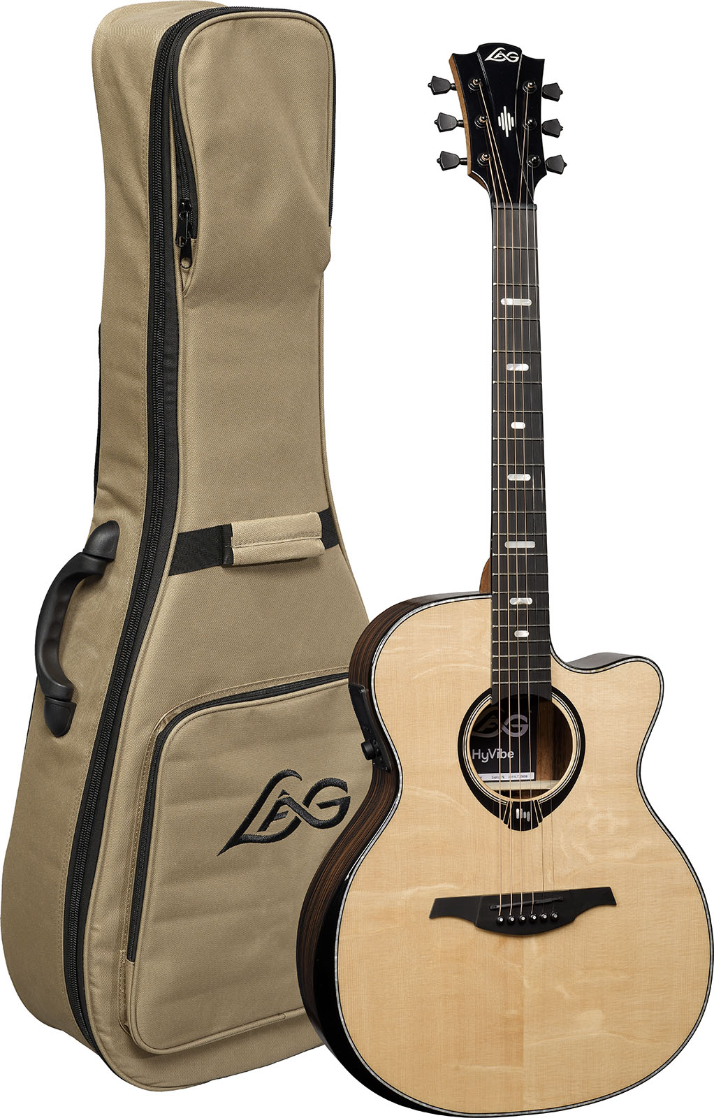 Lag Hv50ace Hyvibe H2 Auditoruium Cw Epicea Bokote Bkbr - Natural - Guitare Folk - Variation 9
