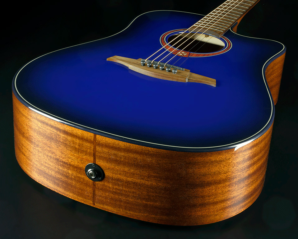 Lag T-blue-dce Tramontane Dreadnought Cw Cedre Acajou Bkbr - Blue Burst - Guitare Electro Acoustique - Variation 2