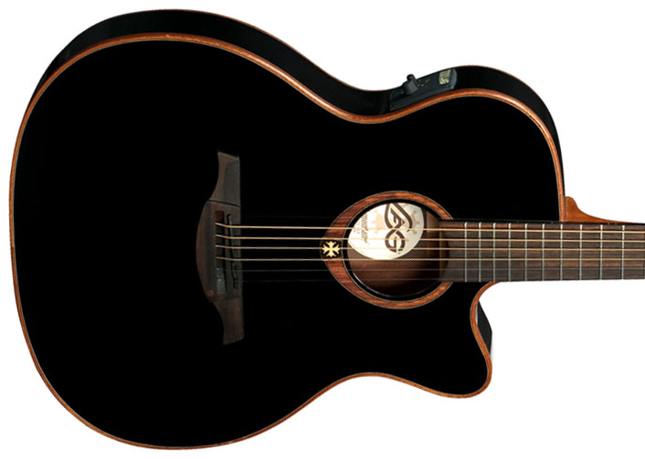 Lag T100asce Tramontane Auditorium Slim Cw Cedre Acajou Rw - Black - Guitare Acoustique - Variation 2