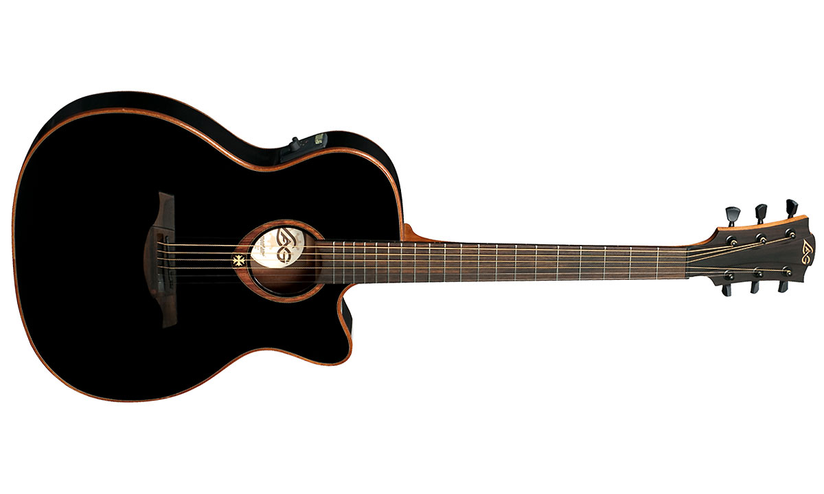 Lag T100asce Tramontane Auditorium Slim Cw Cedre Acajou Rw - Black - Guitare Acoustique - Variation 1