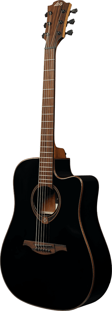 Lag T118dce Tramontane Dreadnought Cw Electro Cedre Khaya - Black - Guitare Electro Acoustique - Variation 1