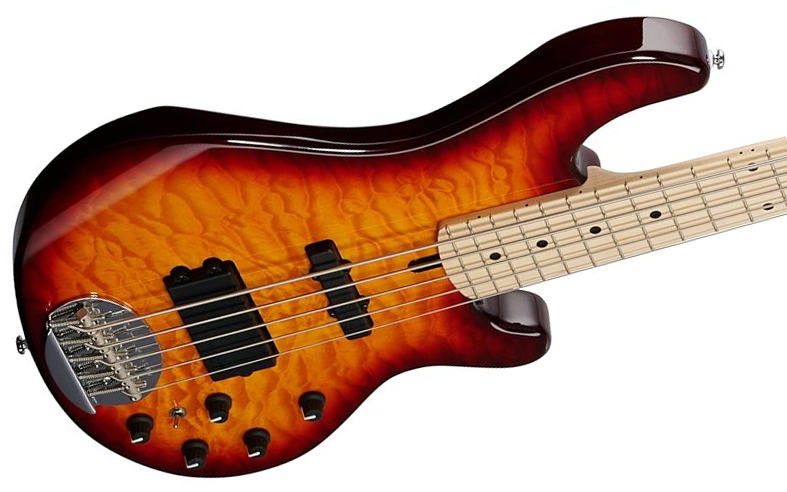 Lakland 55-02 Deluxe Qmt Skyline 5c Active Mn - Honey Burst Gloss - Basse Électrique Solid Body - Variation 2