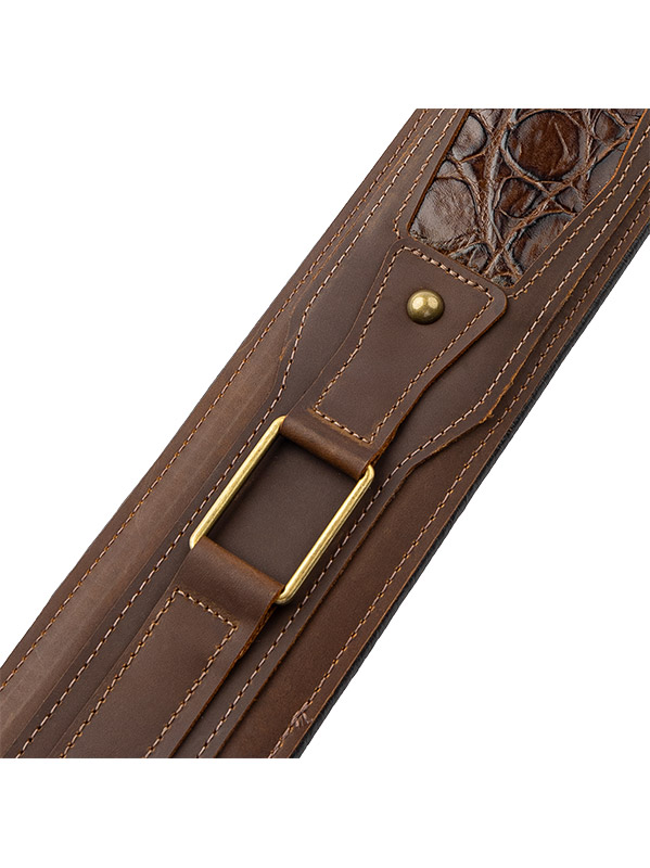 Levy's Apex - Cuir Crazy Horse Rembourre, Motif Croco, 7,6 Cm - Brown - Sangle Courroie - Variation 1