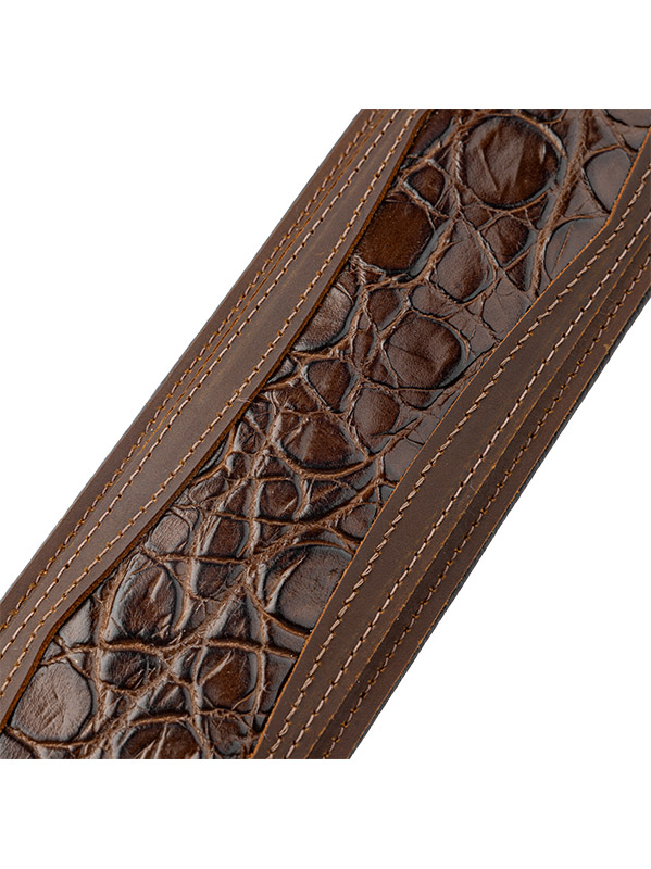 Levy's Apex - Cuir Crazy Horse Rembourre, Motif Croco, 7,6 Cm - Brown - Sangle Courroie - Variation 2
