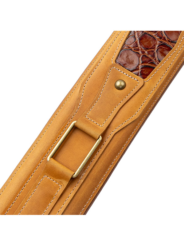 Levy's Apex - Cuir Crazy Horse Rembourre, Motif Croco, 7,6 Cm - Tan - Sangle Courroie - Variation 1