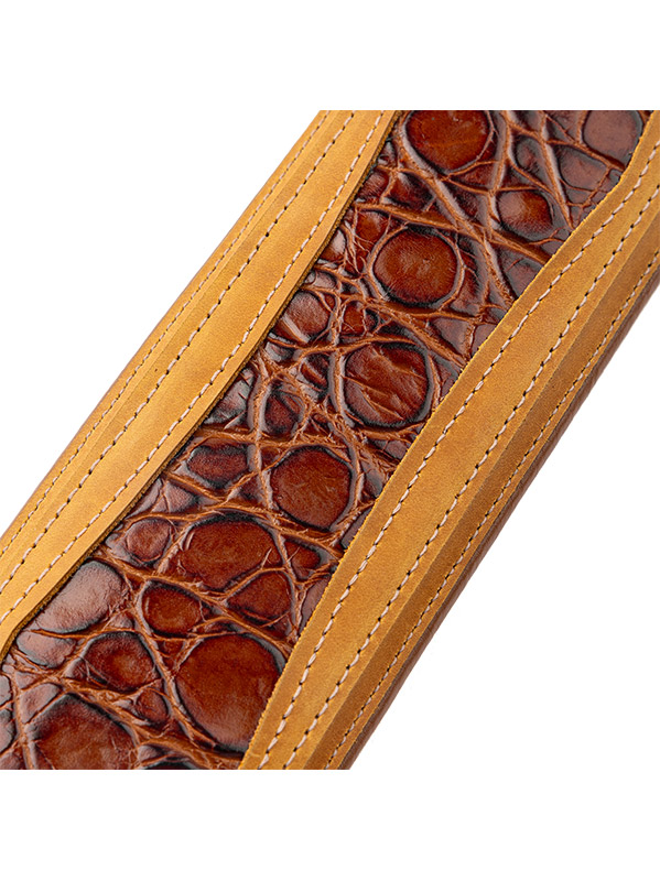 Levy's Apex - Cuir Crazy Horse Rembourre, Motif Croco, 7,6 Cm - Tan - Sangle Courroie - Variation 2