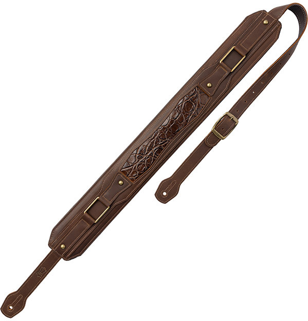 Levy's Apex - Cuir Crazy Horse Rembourre, Motif Croco, 7,6 Cm - Brown - Sangle Courroie - Main picture