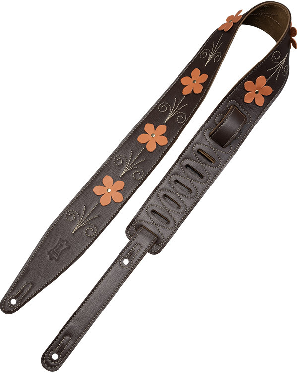 Levy's In Bloom - Courroie 6,35 Cm En Cuir Premium Et Fleurs Rivetees A La Main - Mahogany Brown - Sangle Courroie - Main picture