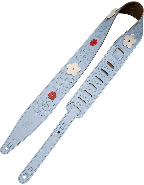 Levy's In Bloom - Courroie 6,35 Cm En Cuir Premium Et Fleurs Rivetees A La Main - Sky Blue - Sangle Courroie - Main picture