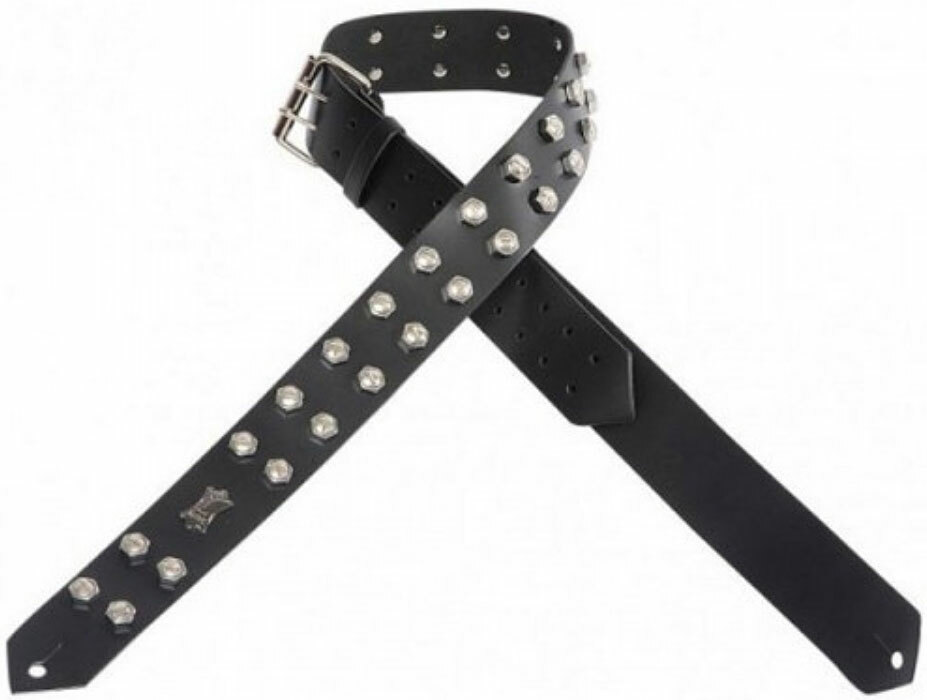 Levy's Pm28-2n Garment Leather Guitar Strap 2inc Cuir Ecrous Black - Sangle Courroie - Main picture