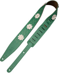 Sangle courroie Levy's In Bloom - Courroie 6,35 cm en cuir premium et fleurs rivetees à la main - Green