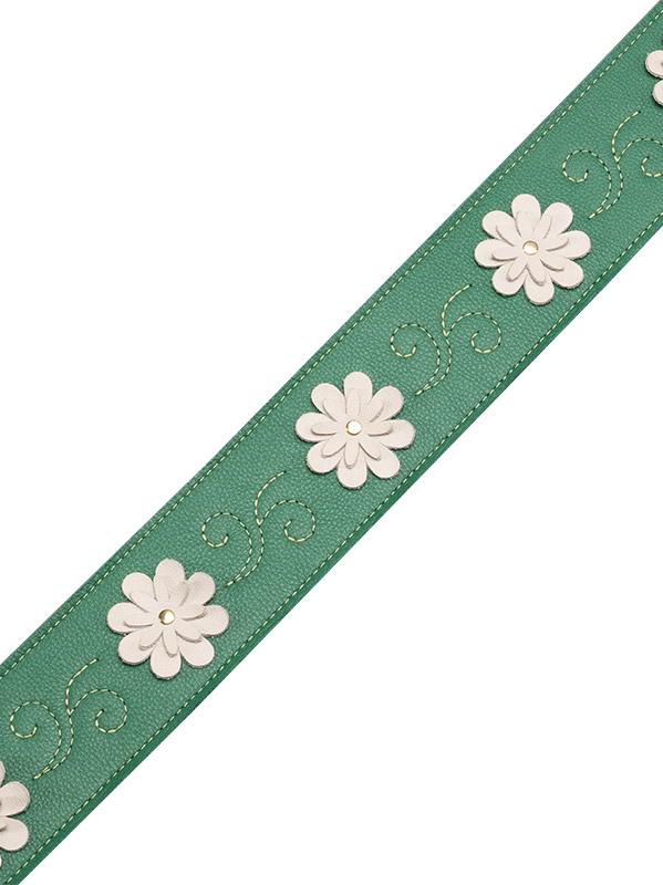Levy's In Bloom - Courroie 6,35 Cm En Cuir Premium Et Fleurs Rivetees A La Main - Green - Sangle Courroie - Variation 2