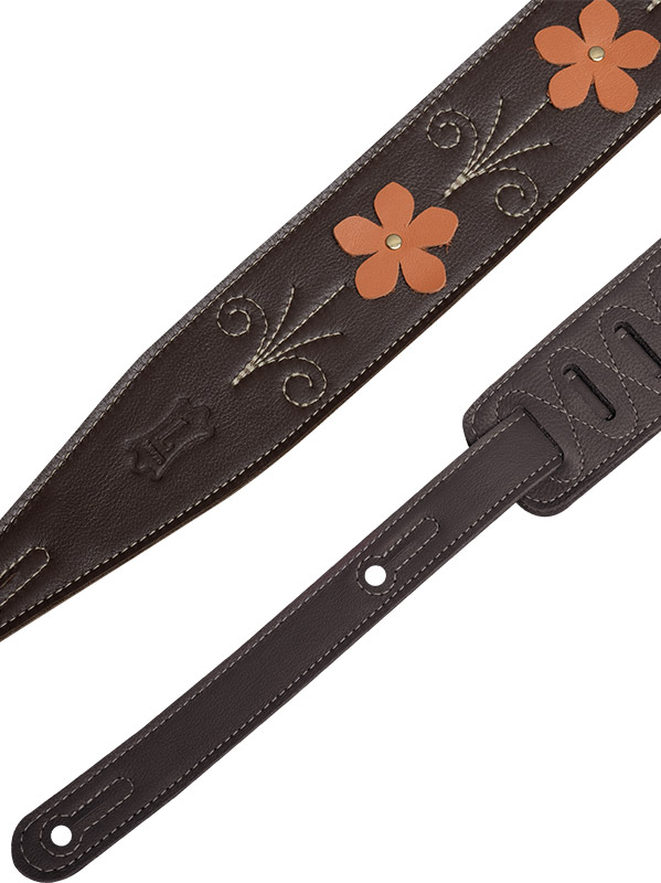Levy's In Bloom - Courroie 6,35 Cm En Cuir Premium Et Fleurs Rivetees A La Main - Mahogany Brown - Sangle Courroie - Variation 1