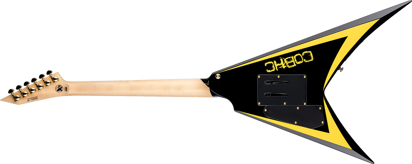 Ltd Alexi Laiho Alexi Arrowhead Se 20th Ann. Signature 1h Fr Eb - Black With Yellow Bevels - Guitare Électrique MÉtal - Variation 1